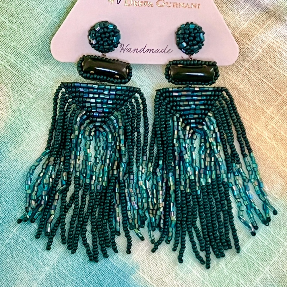 NWT Anthropologie Deepa Beaded Fringe Chandeliers - Picture 8 of 13